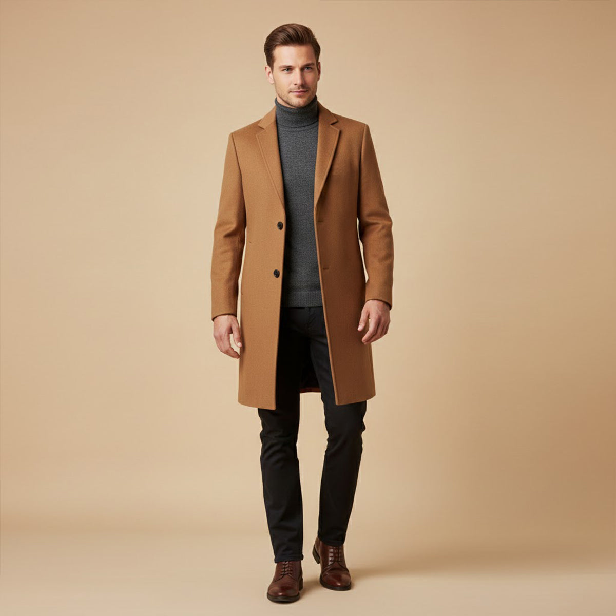 The Ascot Men's Elegant Wool Long Winter Smart Coat