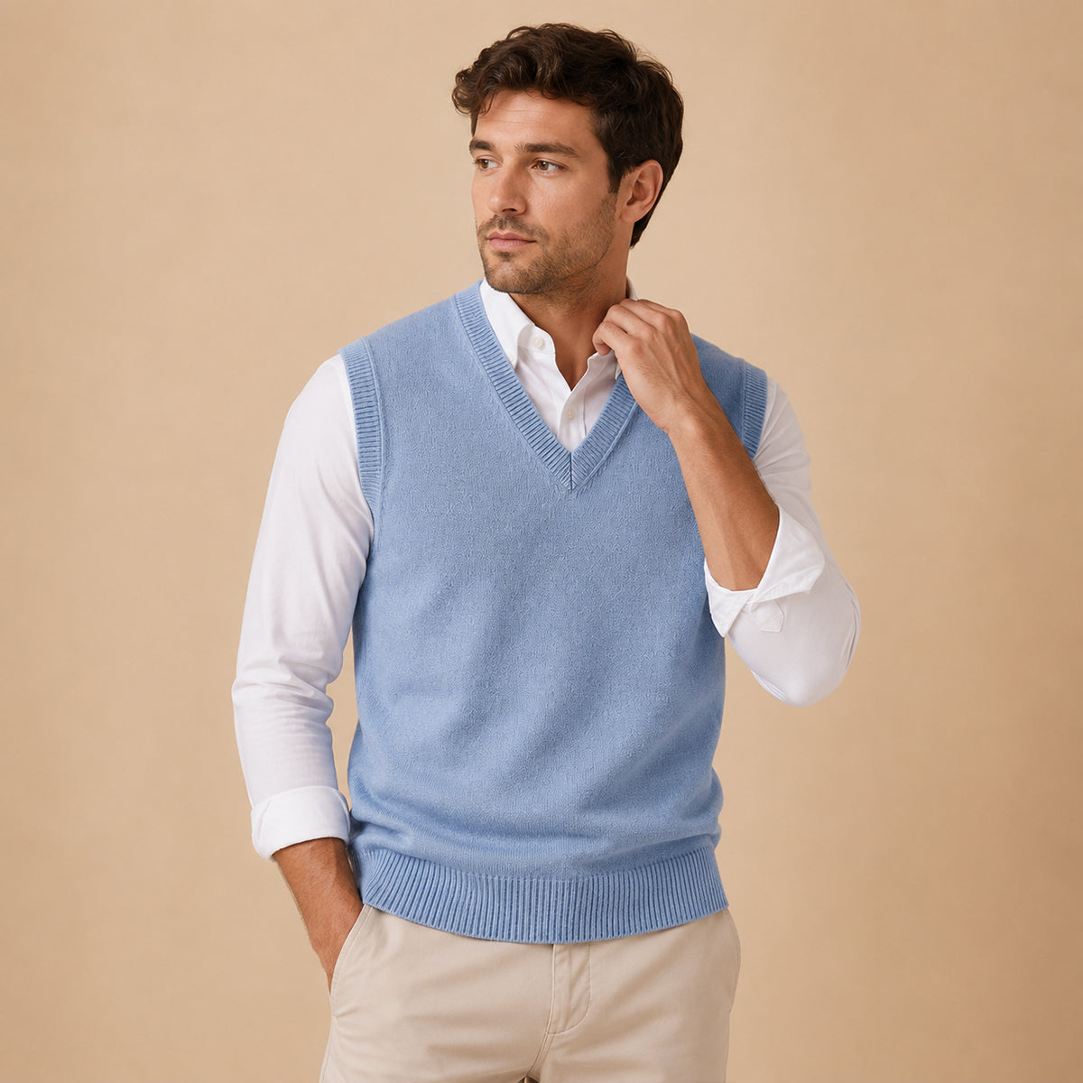 The Milan Men's V Neck Knit Cotton Vest