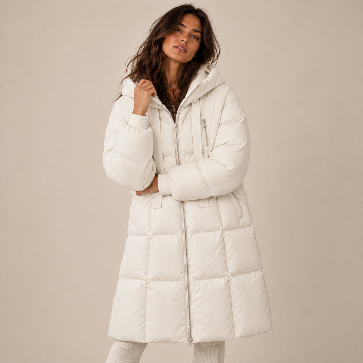 Women's Long Hooded Puffer Coat – Oversized Quilted Winter Jacket