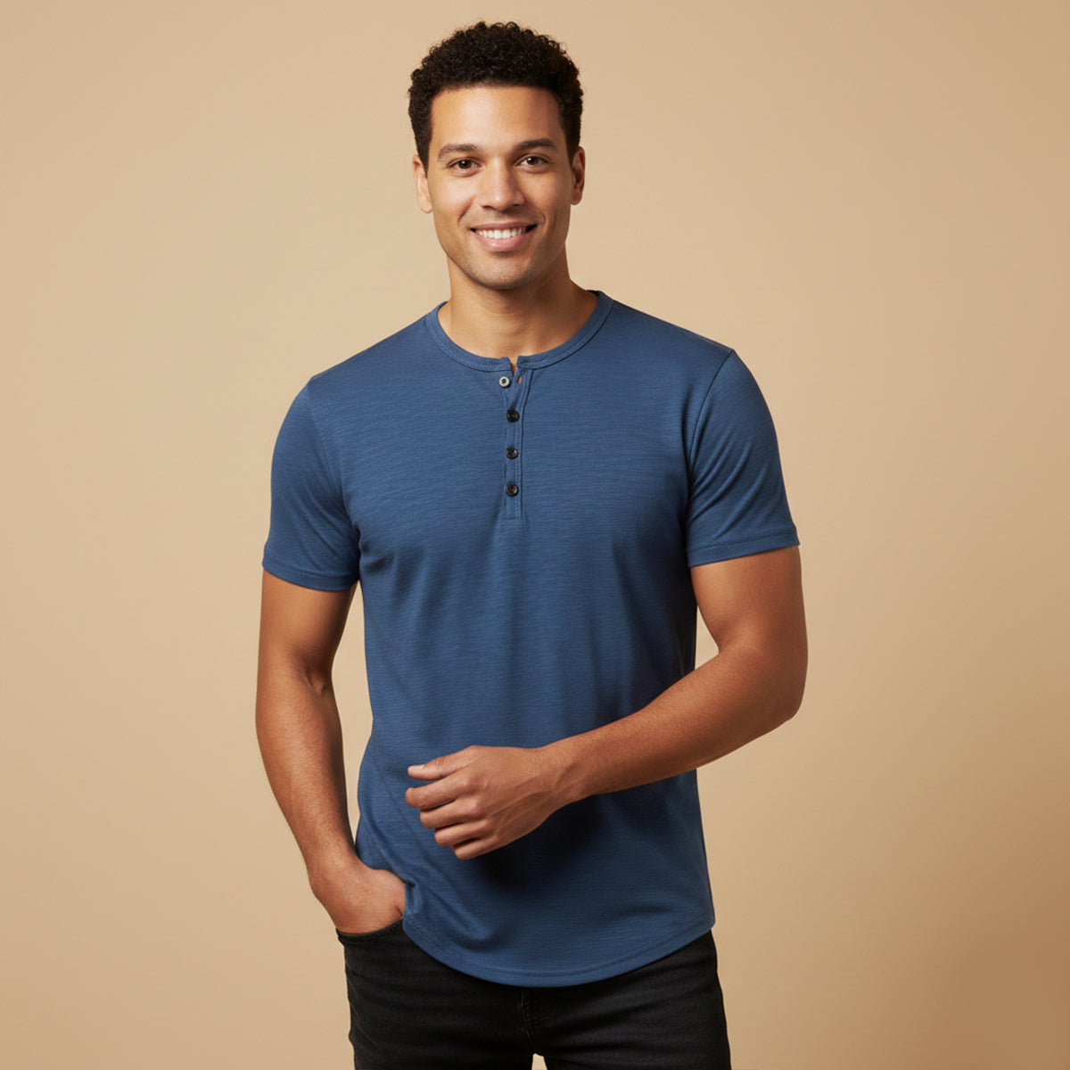 The Bathwick Men’s Breathable Henley Collar Summer T Shirt