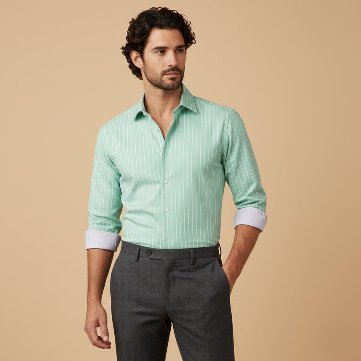 The Sorrento Men’s Trendy Slim Fit Striped Button Up Shirt