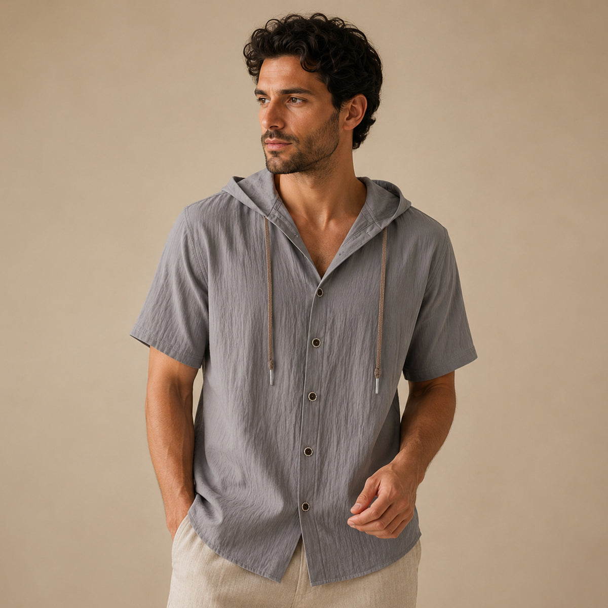 The Fairhaven Ridge Men’s Lightweight Hooded Cotton Linen Shirt