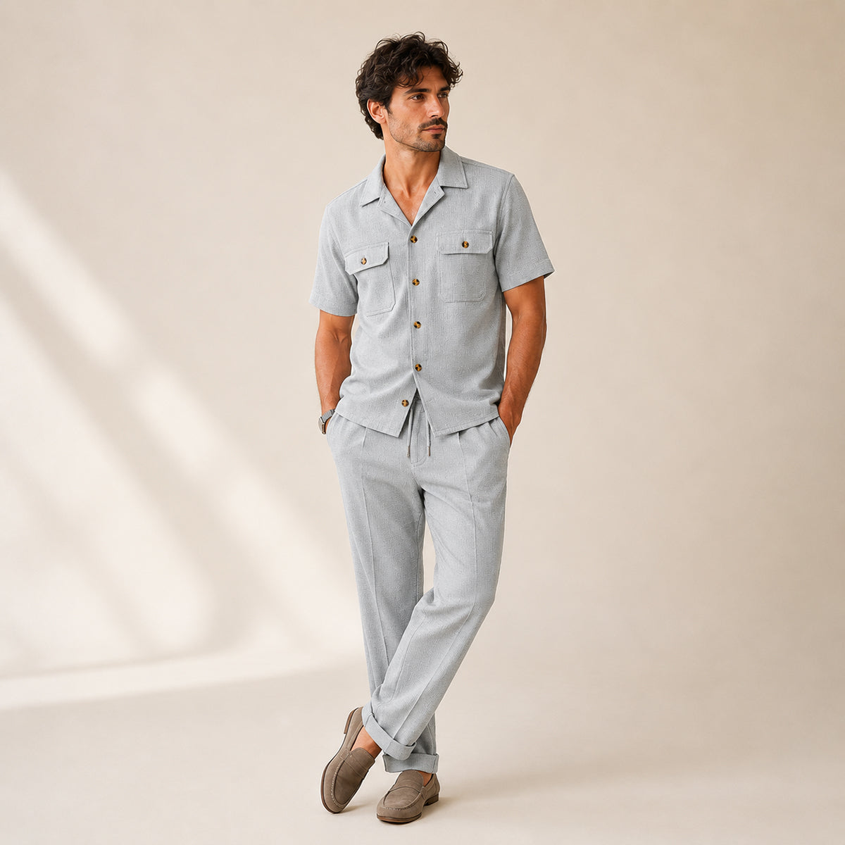 The Edgemont Men’s Casual Button Up Shirt & Pants Set