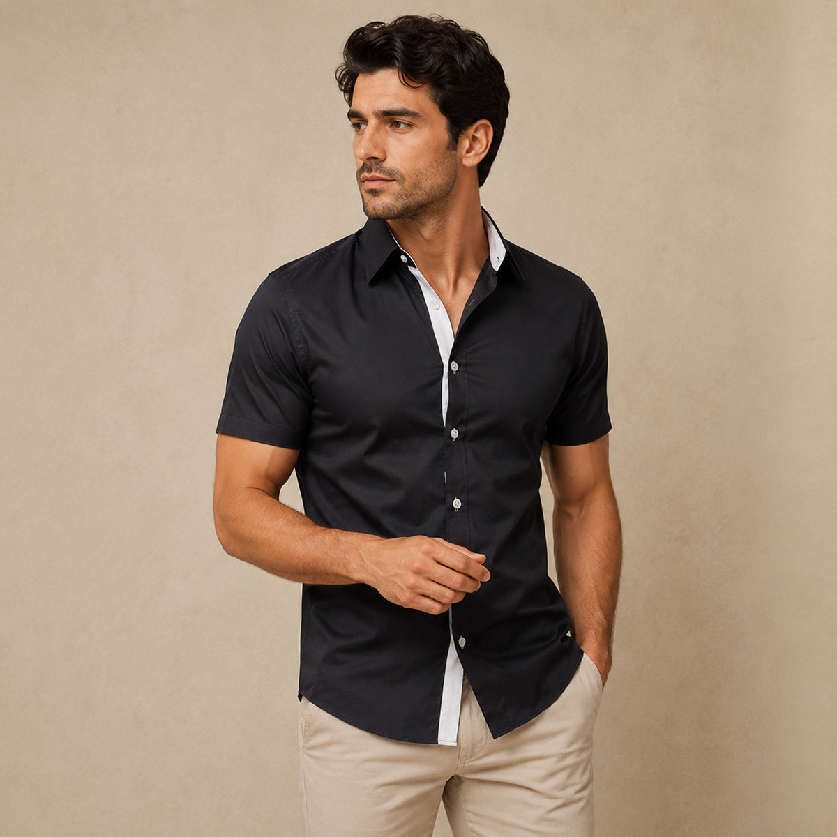 The Treviso Men’s Trendy Business Solid Button-Up Shirt