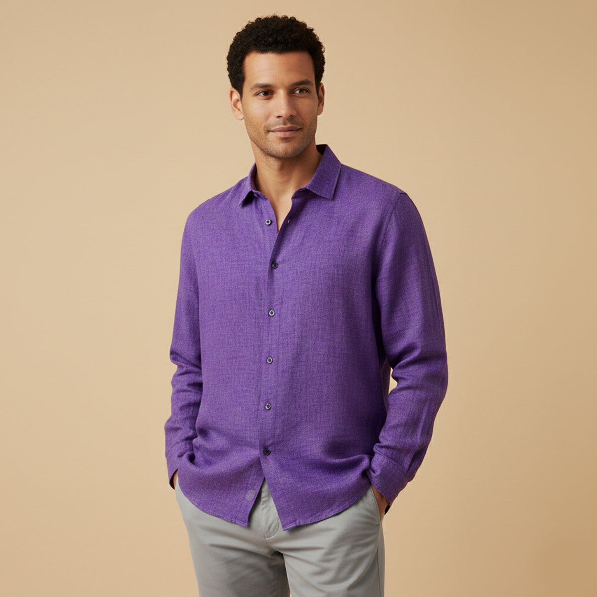 The Kensington Men’s Lightweight Loose Fit Linen Button Up Shirt