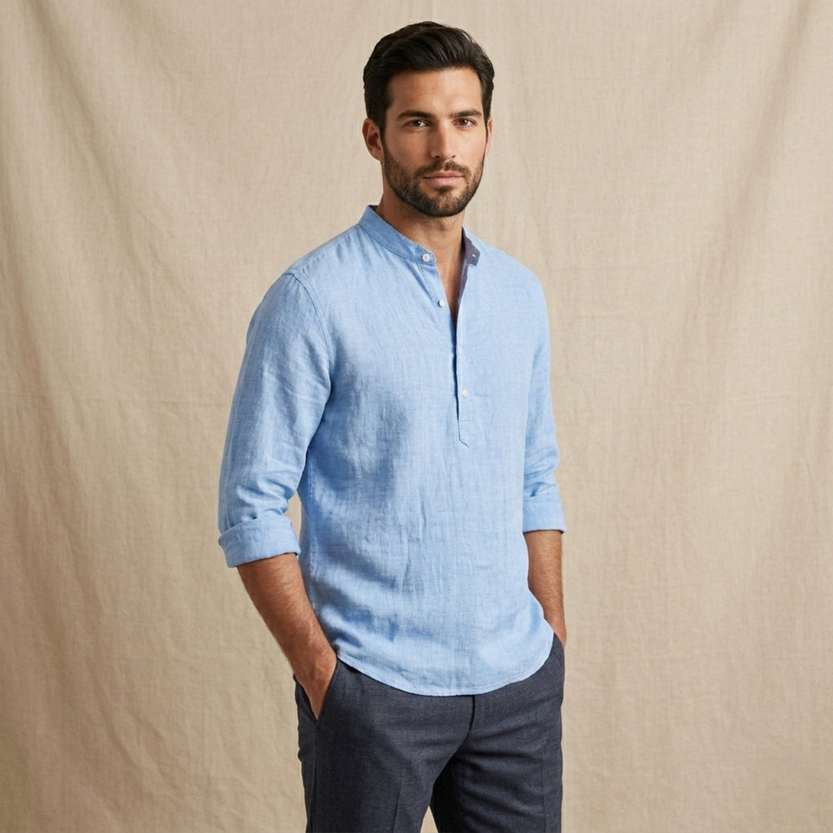 The Ridgebrook Park Men's Breathable Linen Summer Casual Button Up Shirt