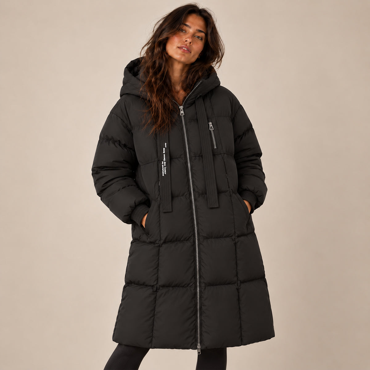 Women's Long Hooded Puffer Coat – Oversized Quilted Winter Jacket