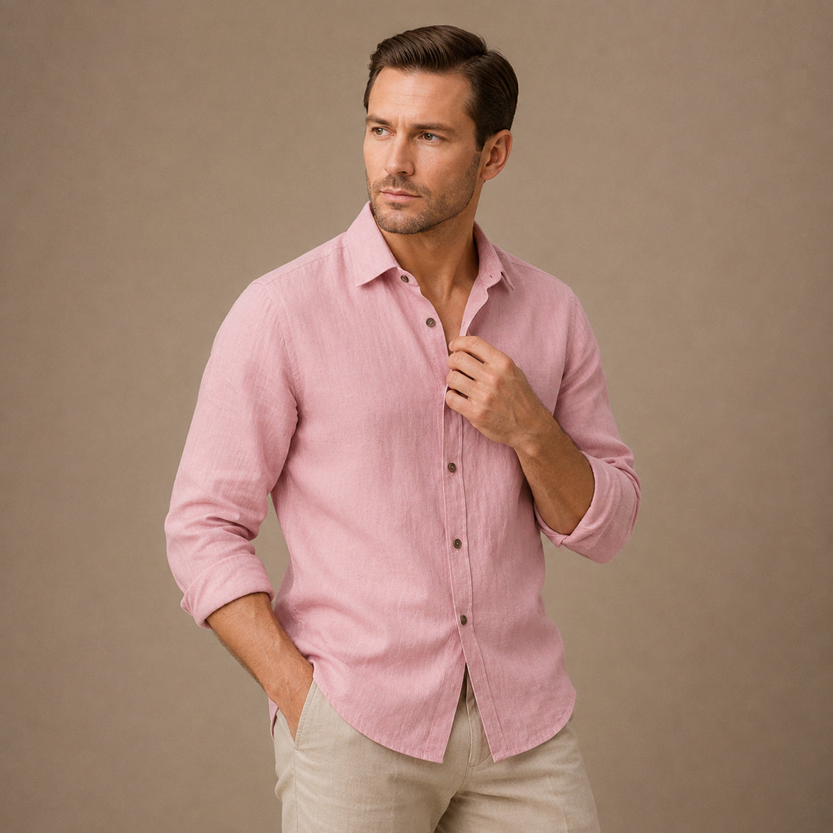 The Zurich Vintage Long Sleeve Linen Shirt for Men