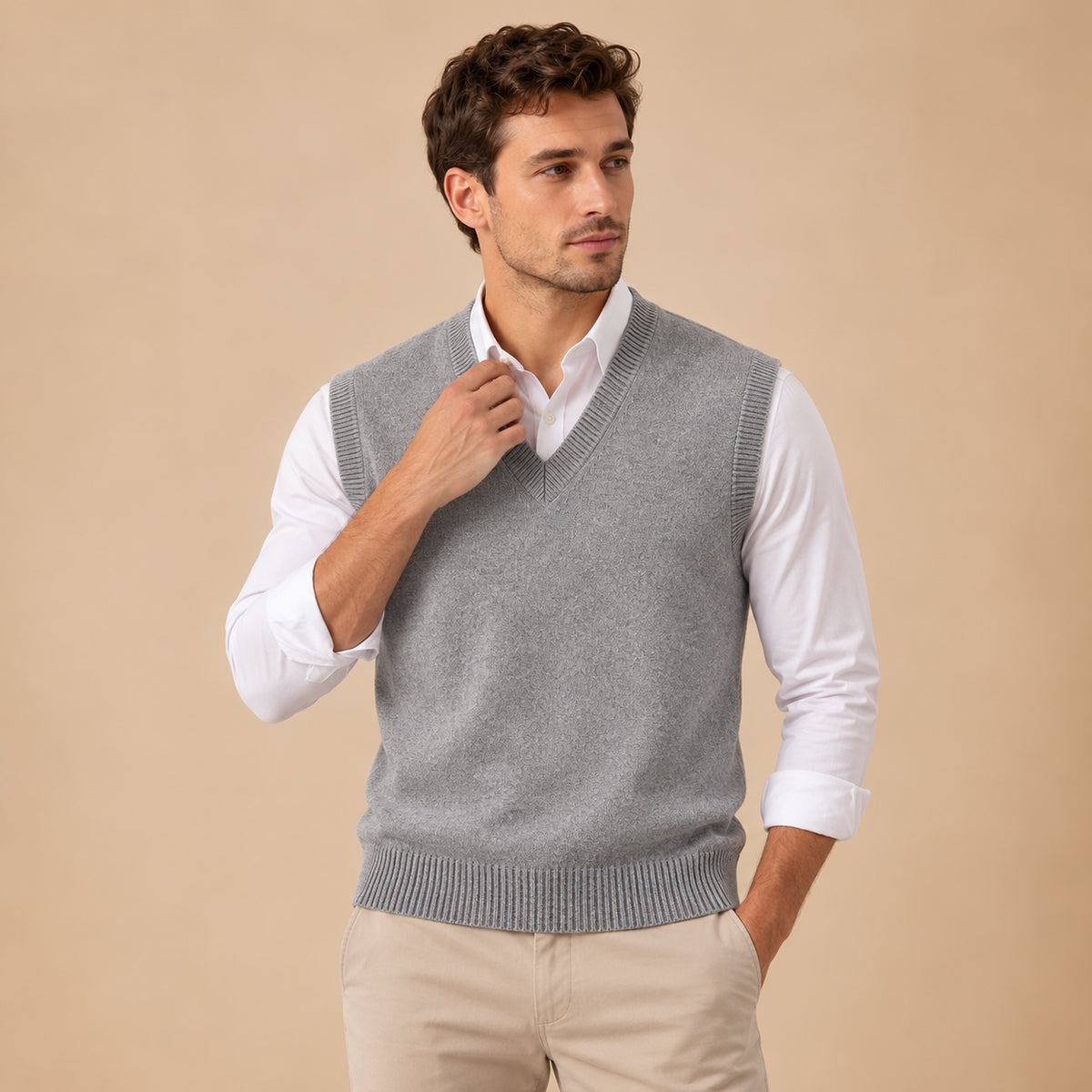 The Milan Men's V Neck Knit Cotton Vest
