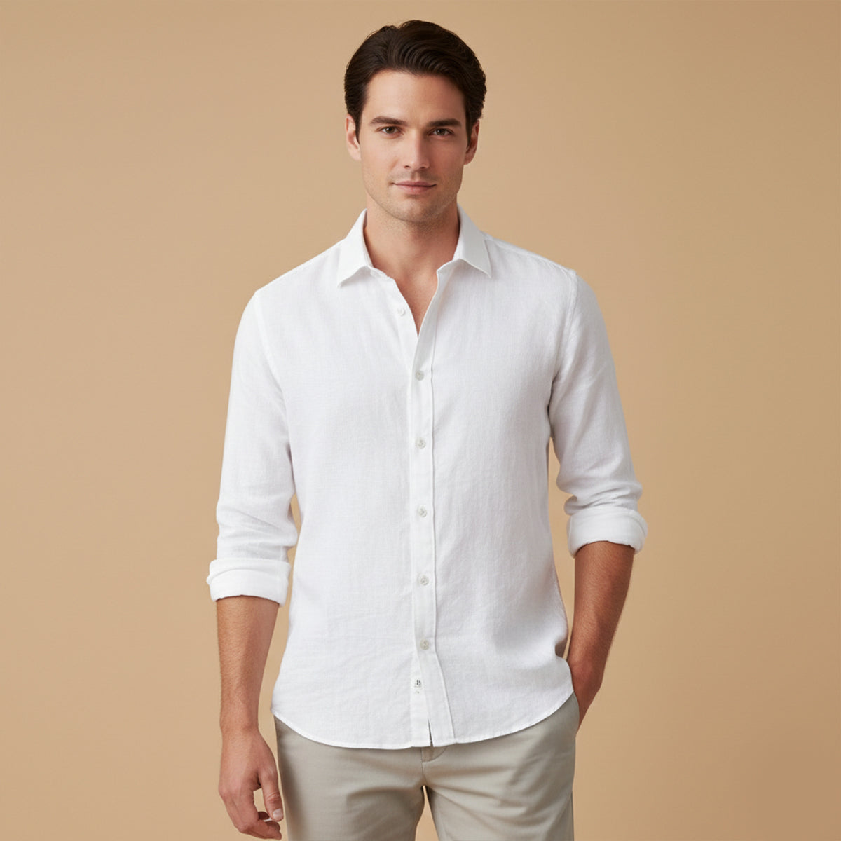 The Richmond Men’s Lightweight Cotton Linen Button Up Shirt