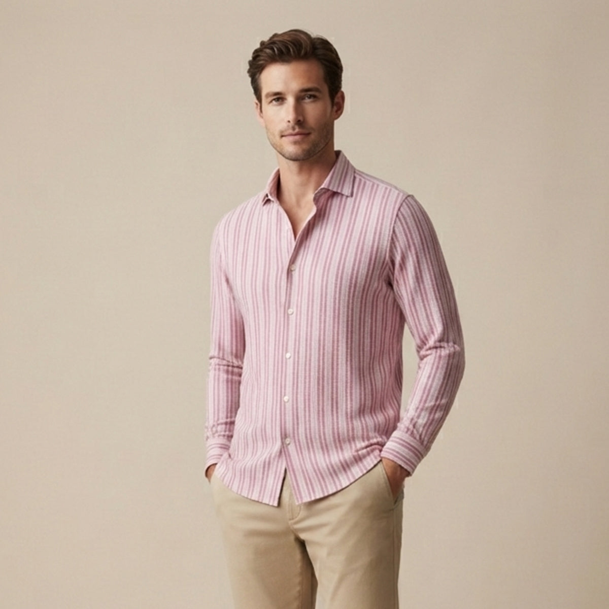 The Lecco Men’s Slim Fit Striped Business Dress Shirt