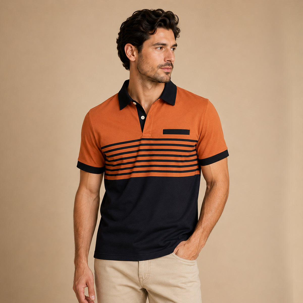 The Trieste Men’s Trendy Slim Fit Striped Polo Shirt
