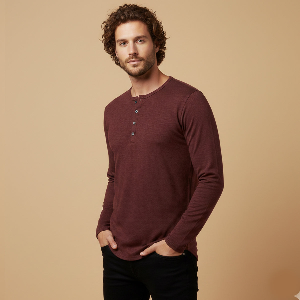 The Berkshire Men’s Casual Button Neck Henley Cotton T Shirt