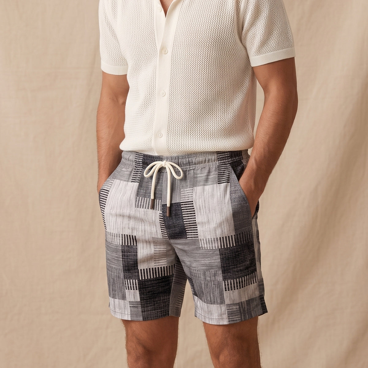 The Stratford Men’s Casual Drawstring Checked Summer Shorts