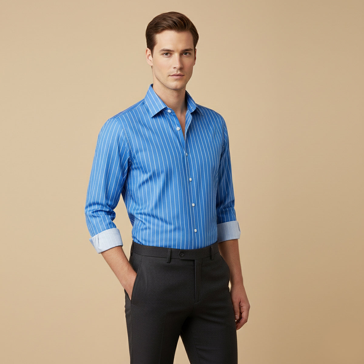 The Amalfi Men’s Casual Slim Fit Striped Button Up Shirt