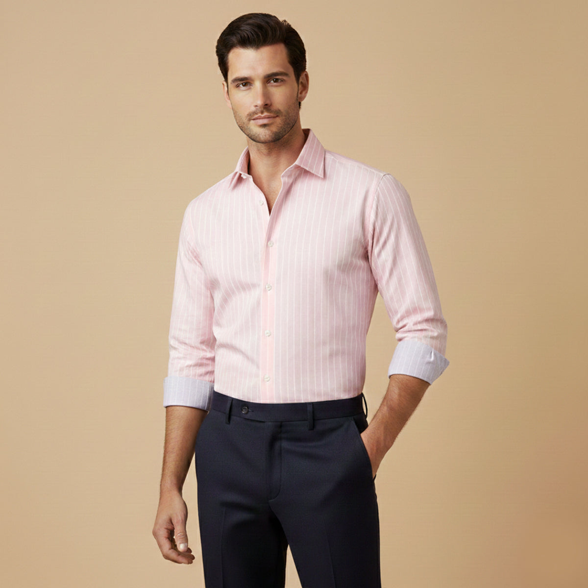 The Sorrento Men’s Trendy Slim Fit Striped Button Up Shirt