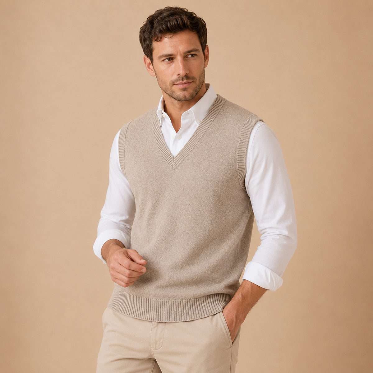The Milan Men's V Neck Knit Cotton Vest