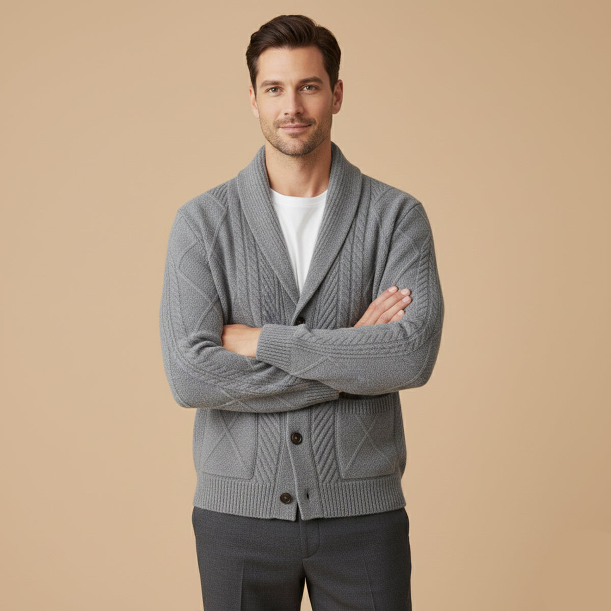 The Edinburgh Men’s Luxury Cashmere Button Cardigan