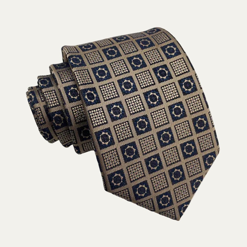 The Monterosso Men’s Luxury Plaid Silk Neck Tie - Brown