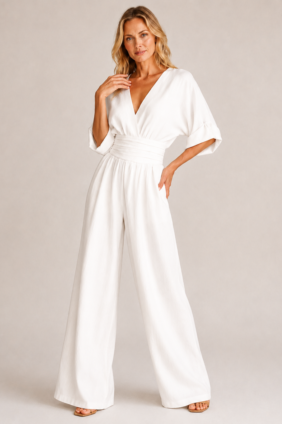 Women's Belted Wide Leg Jumpsuit